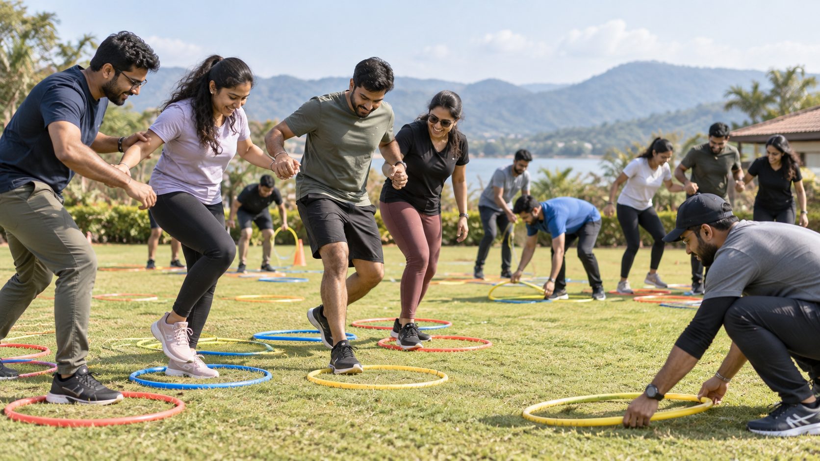 Employees responding to moving targets in an agility exercise