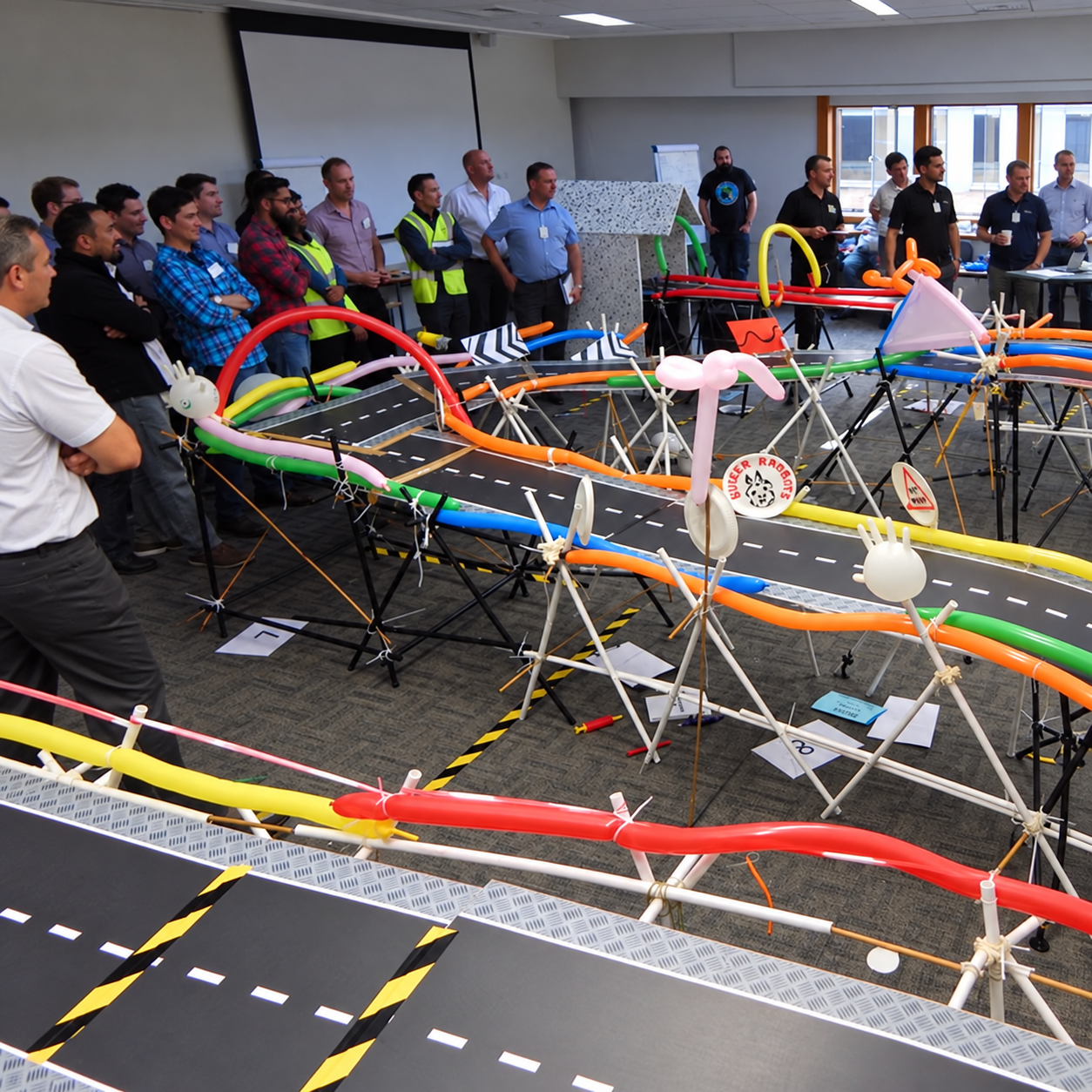 Completed Build a Bridge structures with participants