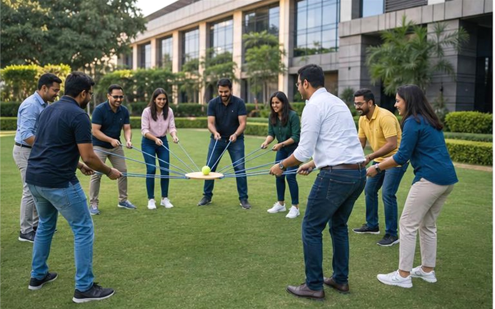 Heritage Village Resort Manesar outdoor team activity on lawn